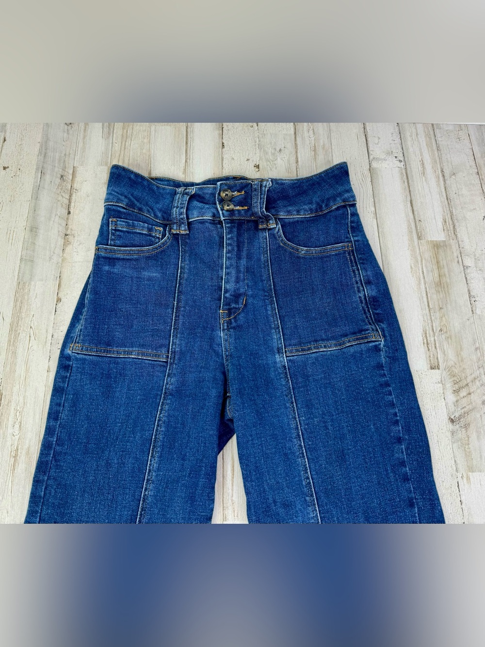 Mica Jeans Women's 29 (28x24) Dark Wash Blue Wide Leg Capri Stretch - Picture 2 of 11
